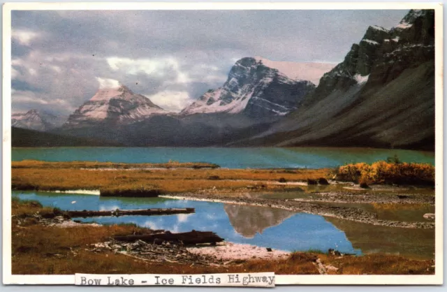 Vintage Postcard Bow Lake Along The Ice Fields Highway In Banff National Park