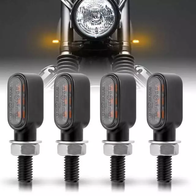 4x Mini Motorcycle LED Turn Signal Light Amber Indicators Blinker Universal Lamp 2