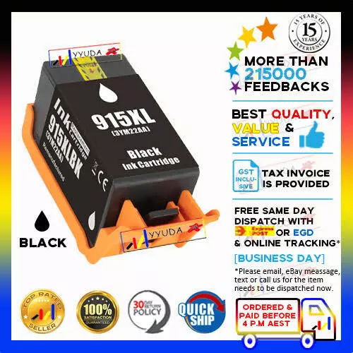 1x NON-OEM 915XL BK BLACK HY ink cartridges for HP Officejet 8010/8020/8030