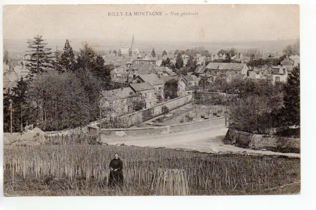 RILLY LA MONTAGNE - Marne - CPA 51 - femme dans les Vignes - vue generale -