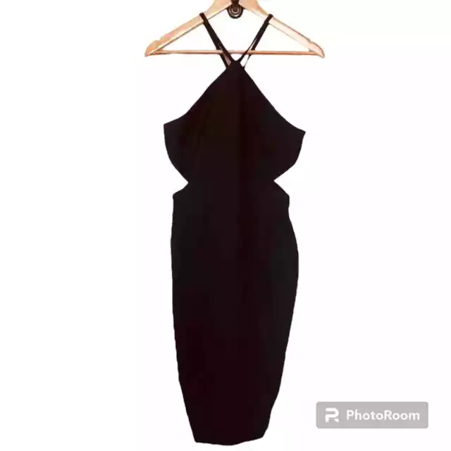 Elizabeth and James Revolve Riza Cut Out Black Halter Sheath Dress Size 6 $385