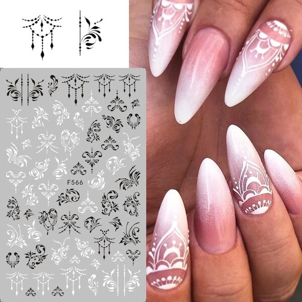 3D pegatinas para arte en uñas calcomanías flores hojas mandala autoadhesivas herramientas de manicura
