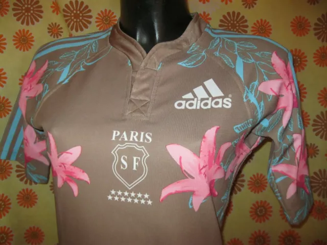 Ancien MAILLOT ADIDAS STADE FRANCAIS PARIS RUGBY TS FLEURS Jersey Top 14 FFR