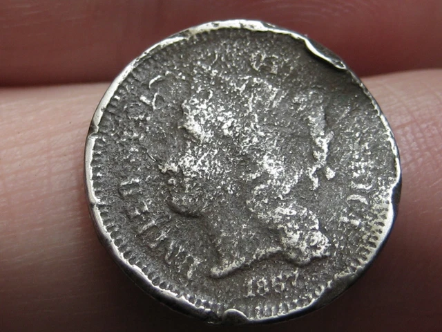 1867 Three 3 Cent Nickel- VG Details
