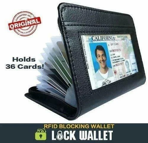 Lock Slim Wallet Secure Men Women RFID Blocking Money Credit Card Holder Wallets 7