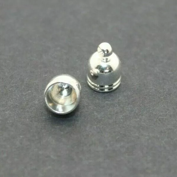 Messingkordelenden, versilbert farbbeschichtet, ca. 7 mm breit, 10 mm lang - 2 6 10