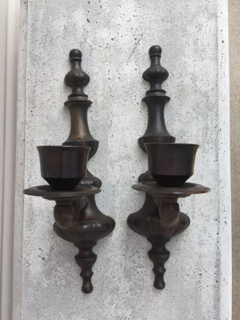 Pier 1 Imports Vintage (Set of 2) Solid Brass Wall Mount Candle Holder Sconce