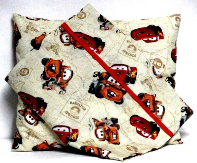 Pixar Cars Toddler Pillow and Pillowcase set on Tan Cotton #PC3 Handmade