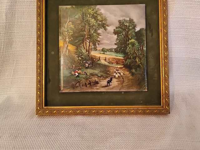 Vtg Framed Villeroy & Boch Landscape Ceramic Tile