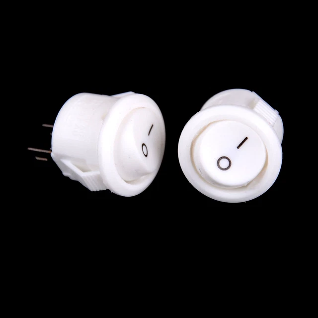 10 pz interruttori a dondolo barca rotonda 16 mm bianchi mini interruttori on-off 2 pin 3 A/250 V*/t