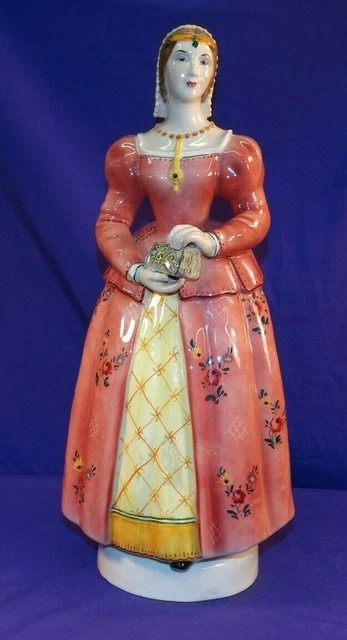 Renaissance Gothic Medieval 14" Ceramic Lady Figurine Trevir Pottery Italy