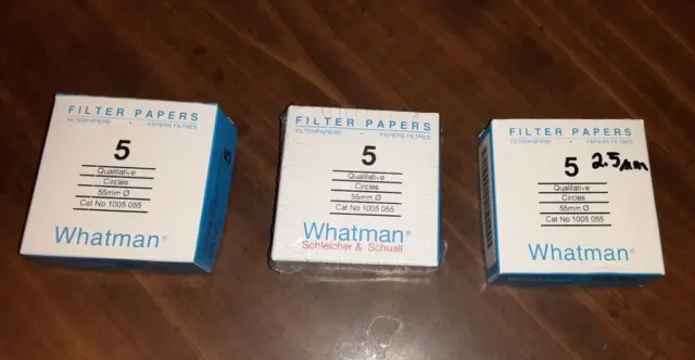 Whatman  Filter Paper (5) 55mm Qualitative circles Lot of 3(100PK) 10035 055