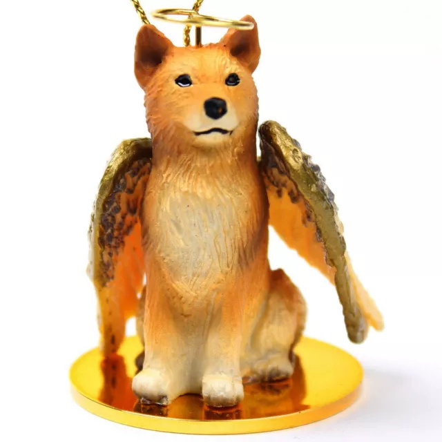 Finnish Spitz Ornament Angel Figurine Hand Painted Finnish Spitz Ornament Angel Figurine Hand Painted