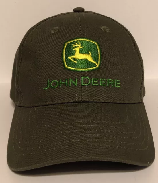 John Deere Mens Green Adjustable 100% Cotton Snap Back Hat Baseball Cap Nwot