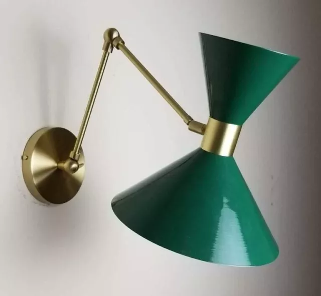 Large Scale Monarch Wall Mount Lamp Emerald Green Mid Century Lighting Sconce