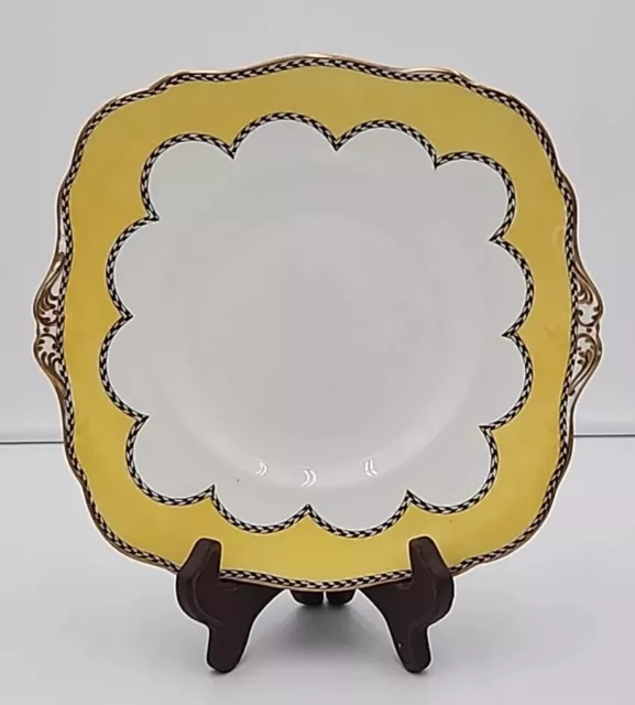 Star Paragon China Cake Plate Ultra Rare Yellow Checkered Art Deco