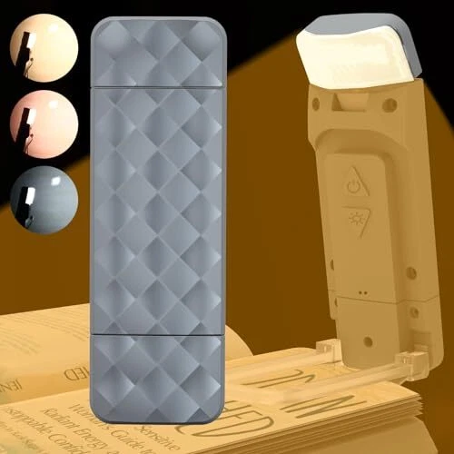 Lámpara de libro con clip recargable para leer luz de marcador portátil