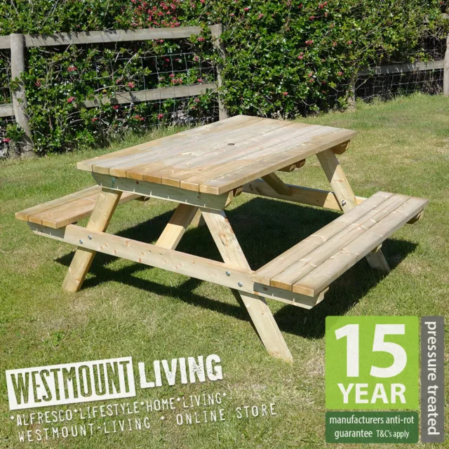 4Ft 5Ft 6Ft Wooden Pub Picnic Bench Table With Or Without Parasol New