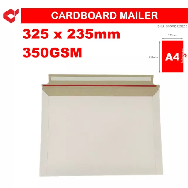 100 x A4 Document Cardboard Envelope 350GSM Tough Bag Mailer Semi-Rigid Post box