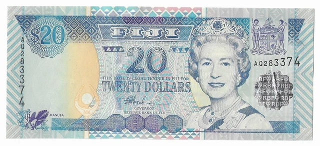 Fiji Islands Banknote P107a 20 Dollars (2002), QE II,   UNC.