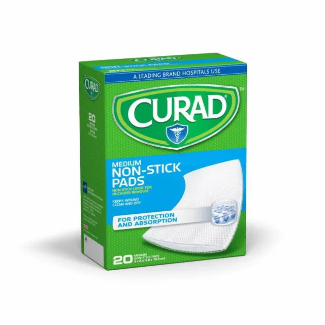 *20-Pack* Medline Curad Medium Non-Stick 3" x 4" Pads CUR47398RB