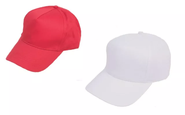 Neuf Hommes Femmes Rouge Blanc Adultes Uni Casquette Baseball Réglable