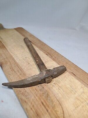 Antique Hand Forged Cast Iron Early 1800s Rock Hammer Pick Axe Horse Shoe Tool