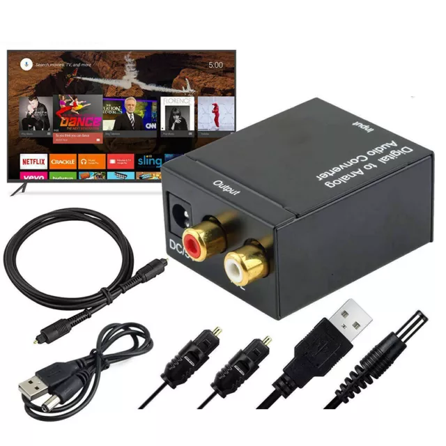 Digital to Analog Converter Optical Coax Toslink RCA L/R Audio Stereo Adapter l