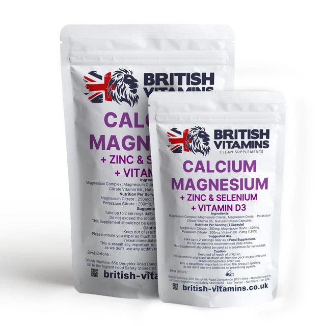 CALCIUM MAGNESIUM ZINC & Vitamin D3 Selenium Capsules Supplement £3.69 ...
