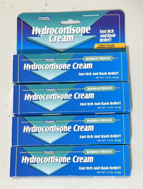 SET OF 4 Hydrocortisone Cream Maximum Strength 1% Anti Itch 1.5 oz Each