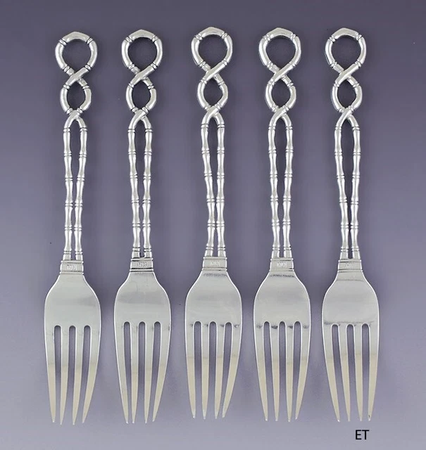 Antique c1880-1900 Great set 5 Chinese Export Silver Wang Hing Forks