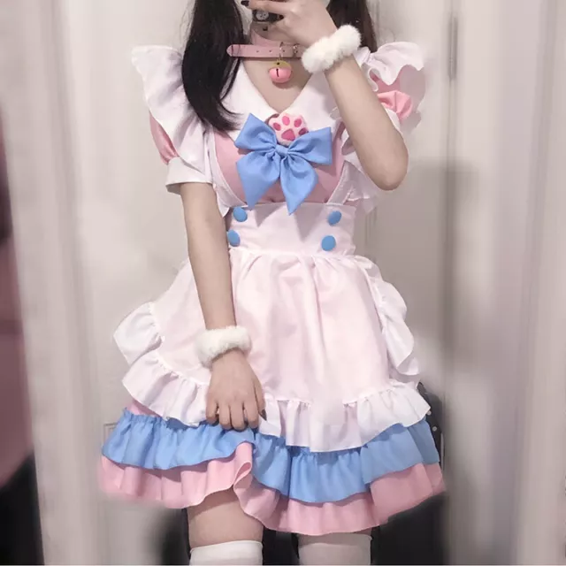 Women Japanese Style Maid Outfit Costume Kawaii Lolita Daily Dress Party Cosplay