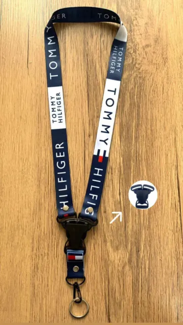 Tommy Hilfiger cordino da collo portachiavi Llavero nuovo 19 pollici blu