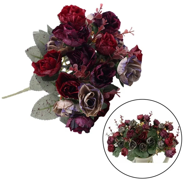 Géranium Artificiel Rouge Et Rose - Fleurs Réalistes En Tissu De Soie