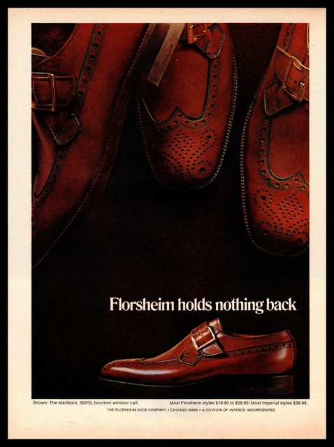 1970 Florsheim Marlboro Brogue Bourbon Windsor Calf Vintage Dress Shoes Print Ad