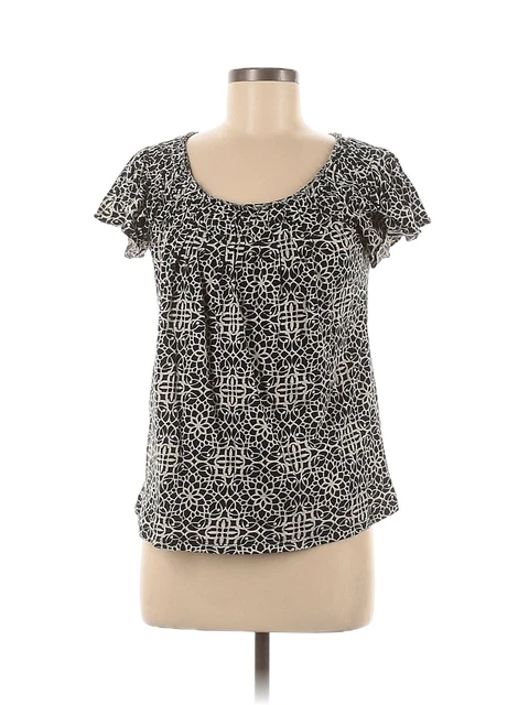 Elle Women Black Short Sleeve Top M