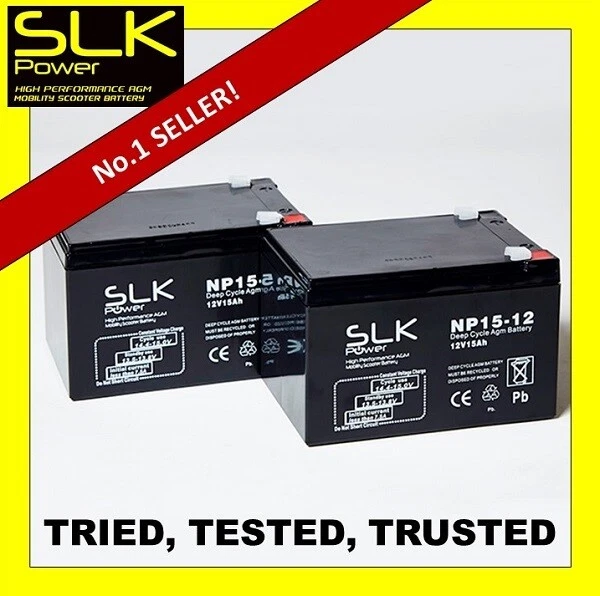 2 x AGM 12v 15Ah (como 12Ah y 14Ah) - BATERÍAS DE SILLA DE RUEDAS MOBILITY SCOOTER