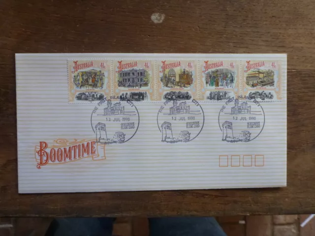Australia 1990 Boomtime Set/Strip 5 Stamps Fdc- Goulburn Inland City