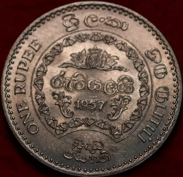 Uncirculated 1957 British Ceylon 1 Rupee Clad Foreign Coin