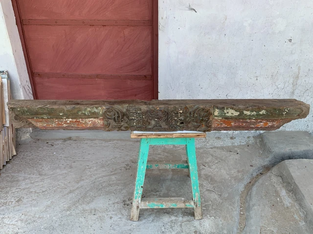 1800's Old Indian Antique Wooden Rustic Entry Door Panel Wall Hanging Panel