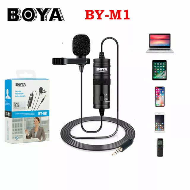 BOYA BY-M1 3.5mm Lavalier Microphone Mic for DSLR Canon Nikon Camera Smartphone