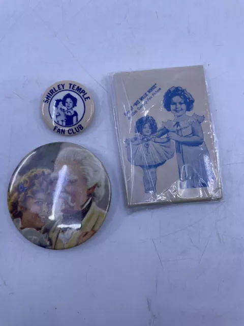 3 Vintage Shirley Temple Picture Doll/Fan  Club/My Friend Pin Pinback Q3