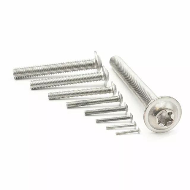 Linsenkopfschrauben mit Flansch DIN/ISO 7380-2 Torx Edelstahl A2 V2A M2-M12