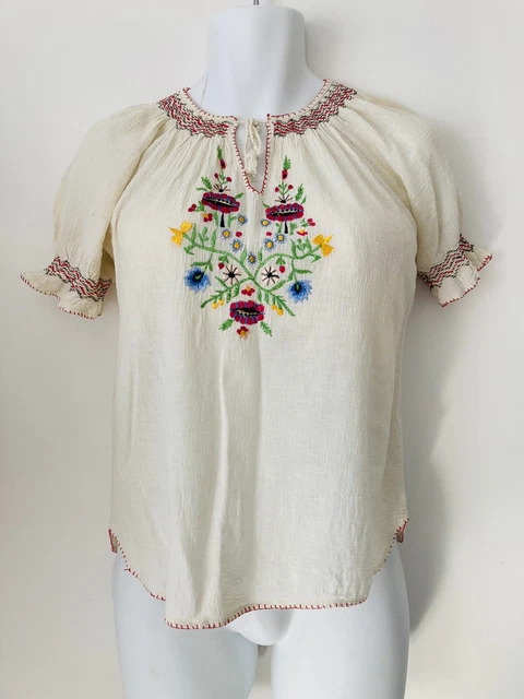 Camicia ungherese ricamata 12 36 contadino popolo zingaro boemo ungherese hippie