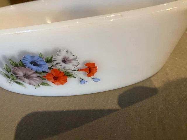 Lot De 2 Plats Vintage Arcopal Fleurs Marguerites - Gratin & Saladier Années 70