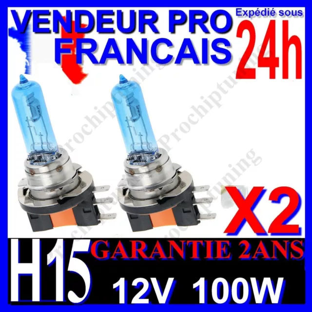 2 Ampoules H15 Xenon 100W Lampe 55/15W Pour Voiture Feu Super White Phare 6500K