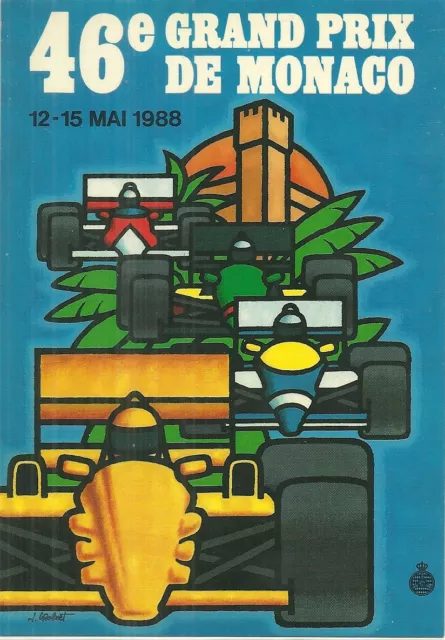 RARE / CARTE POSTALE - FORMULE 1 : 46e GRAND PRIX DE MONACO F1 1988 / POSTCARD