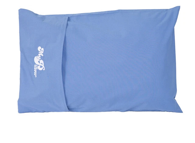 My Pillow Go Anywhere Travel 12”X18” Includes Roll & Go Case Daybreak Blue NEW 2