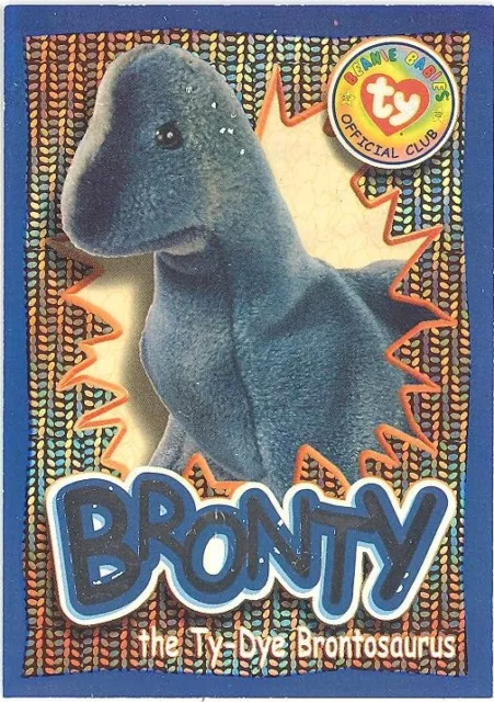 TY Beanie Babies BBOC Card - Series 4 Wild (SILVER) - BRONTY the Dinosaur - NM/M