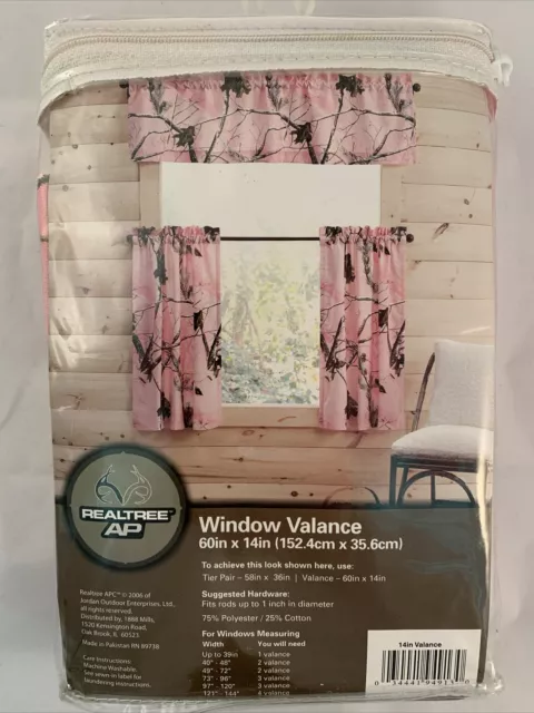 Realtree Window Valance Camo Pink girls room camouflage 60 x14 new AP Curtain
